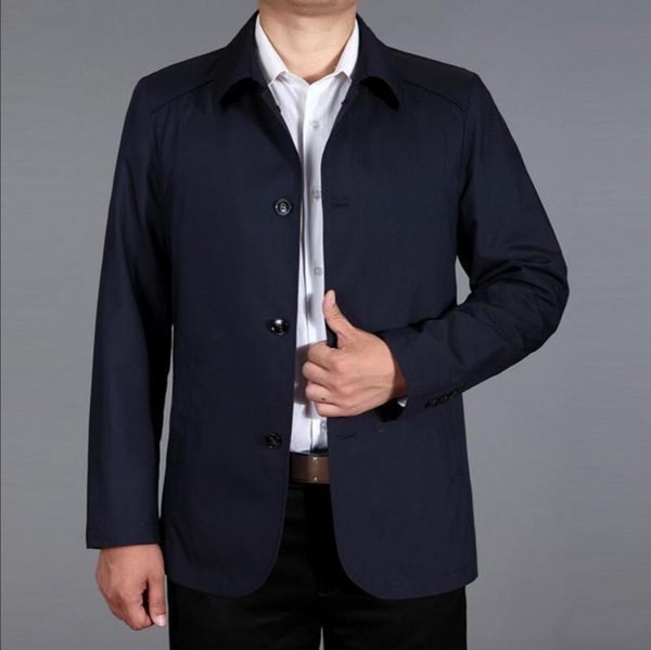 

spring m-4xl 2021 and summer middle-aged men's business father lapel casual jacket thin coat plus size clothing, Black;brown