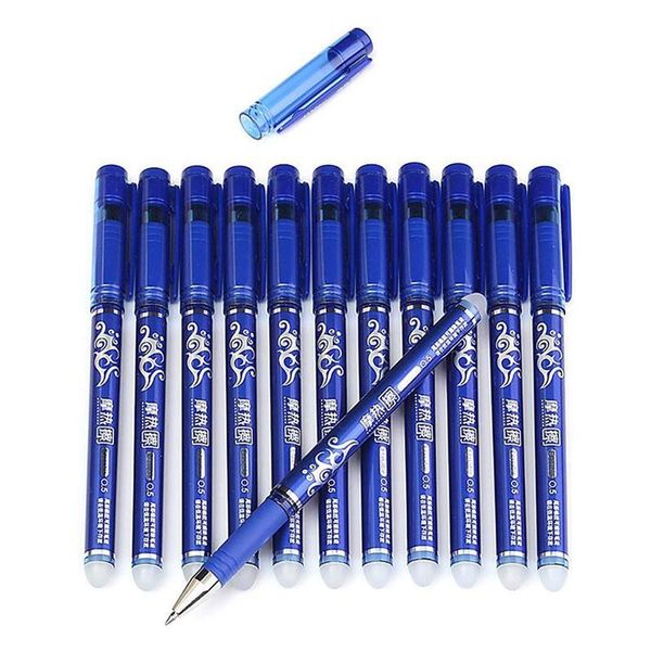 

gel pens 12pcs 0.5mm erasable pen washable handle blue black color ink writing ballpoint for school office stationery supplies