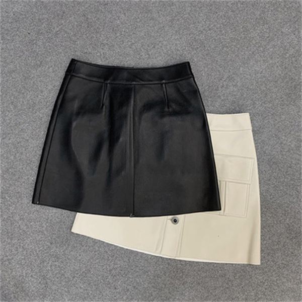 

2021 female autumn genuine royal sheep leather skirt e64 5bfl, Black