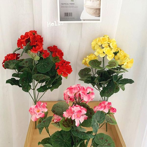 

decorative flowers & wreaths artificial begonia bouquet red pink without pot plant silk fake flower home office wedding decoration