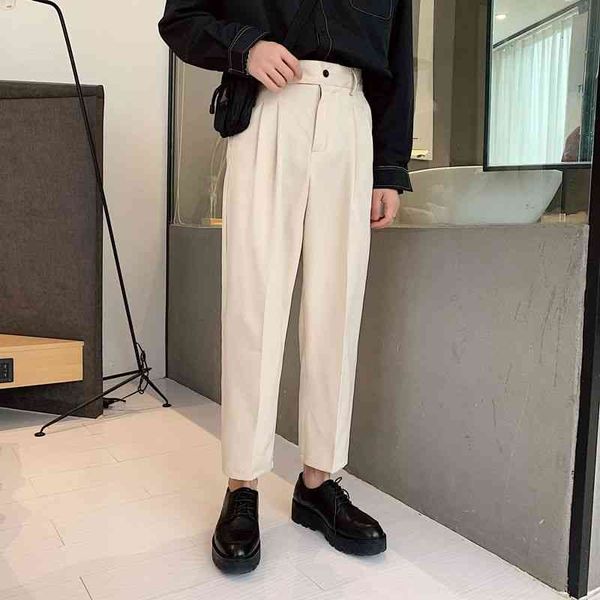 

men's pants summer thin straight casual fashion solid color business dress men streetwear loose korean suit mens u89m, Black