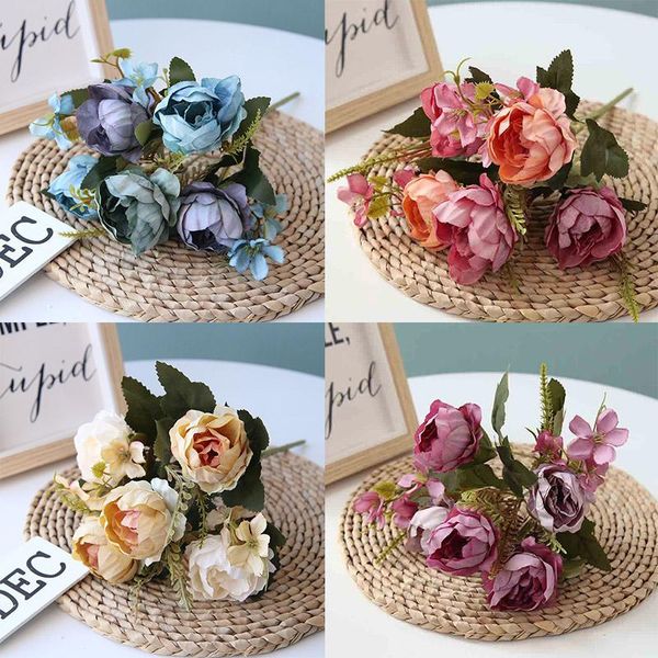 

decorative flowers & wreaths 1 bundle silk peony bouquet home decoration accessories wedding party scrapbook fake plants diy pompons artific