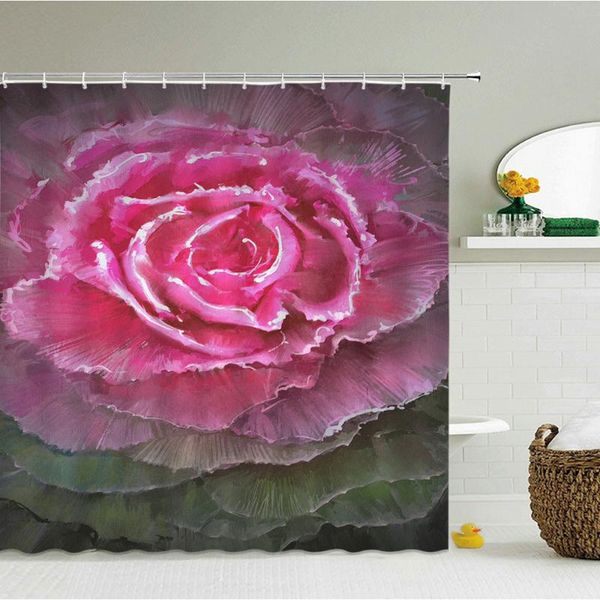 

shower curtains oil painting flowers landscape waterproof bathroom 3d print large size 240x180 decoration with hooks