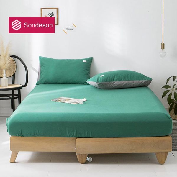 

sheets & sets sondeson 100% cotton dark green fitted sheet with rubber band queen king printed soft mattress cover bed linen case 3pcs