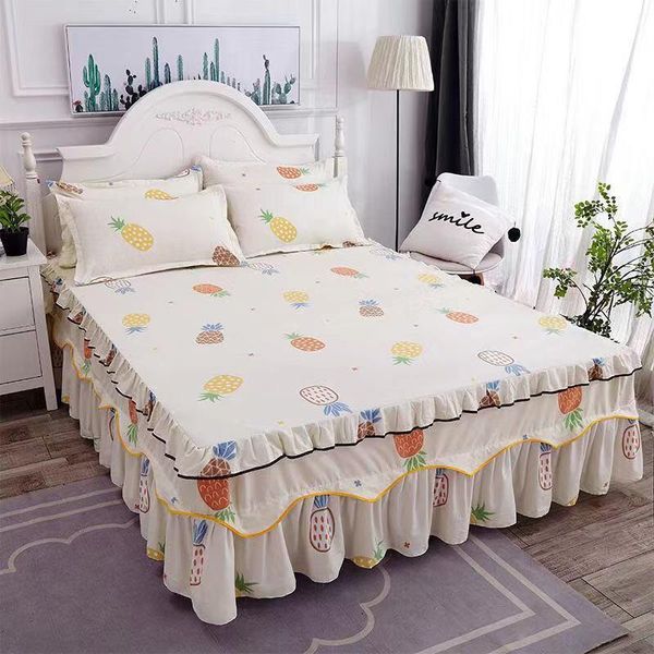 

2021 new lace bed sheet case bedding set bedding 1 piece set pastoral / fashion plaid lace sheet