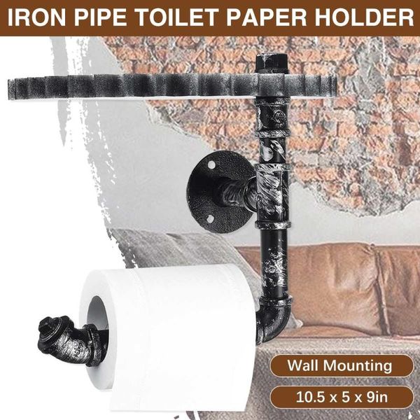 

toilet paper holders retro industrial style bathroom holder roller wood gear wall shelf mount metal wc rack