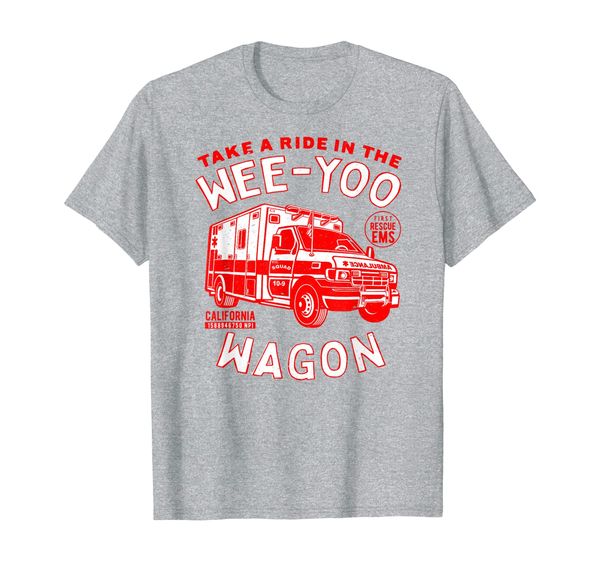 

ambulance take a ride in the wee yoo wagon t-shirt, White;black