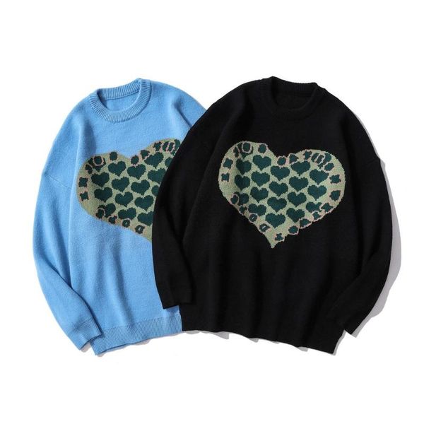 

women's sweaters designer black knitted winter couple clothes women oversized heart sweater long sleeve sweatshirts, White;black