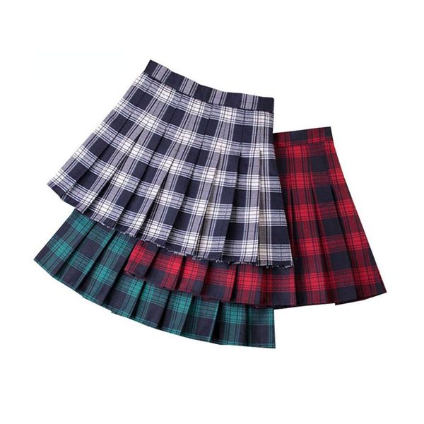 

skirts women fashion pleated plaid stylish high waist skirt for party daily sister outfit teenage girl school red, Black