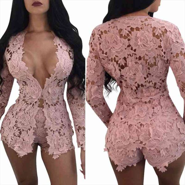 

european style two piece lace jumpsuit full sleeve bodysuit women party graceful overalls lace plus size 3179, Black;white
