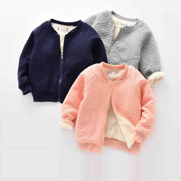 

bibicola kids boys girls warm jacket leisure plus velvet winter spring childrens wear cotton shirt late autumn outwear, Blue;gray