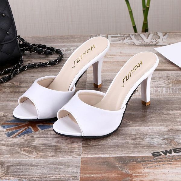 

women's sandals high-heeled sandals women's stiletto-heeled fish mouth slippers 2021 one-flip korean summer shoes, Black