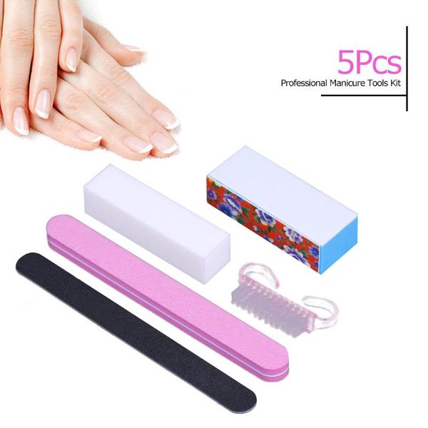 

nail art kits 5pcs/set manicure tools kit buffers rectangular files brush accessories professional color random