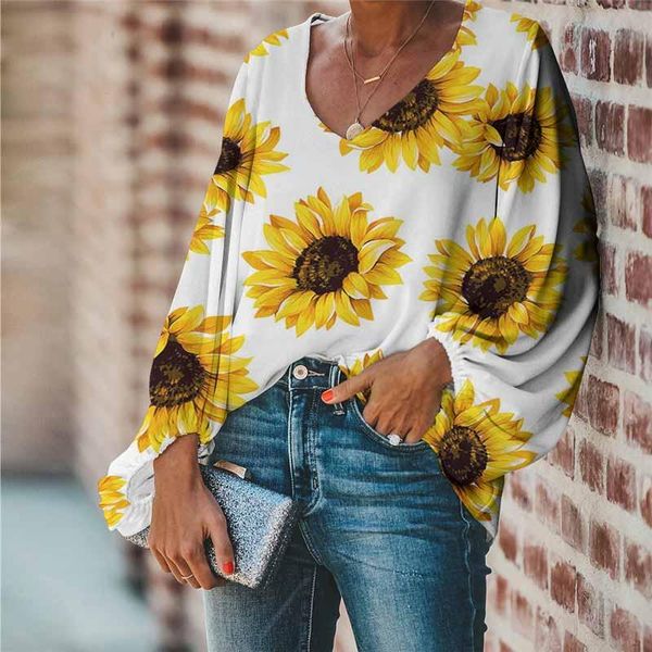 

women's blouses & shirts whereisart yellow sunflower print women haiti national flag outdoor bunting girls blouse v-neck chiffon ladie, White