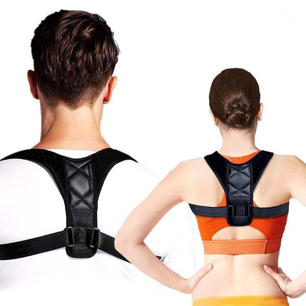 

dropship brace support belt adjustable clavicle posture corrector men women upper back shoulder lumbar corset posture correction1, Black;blue