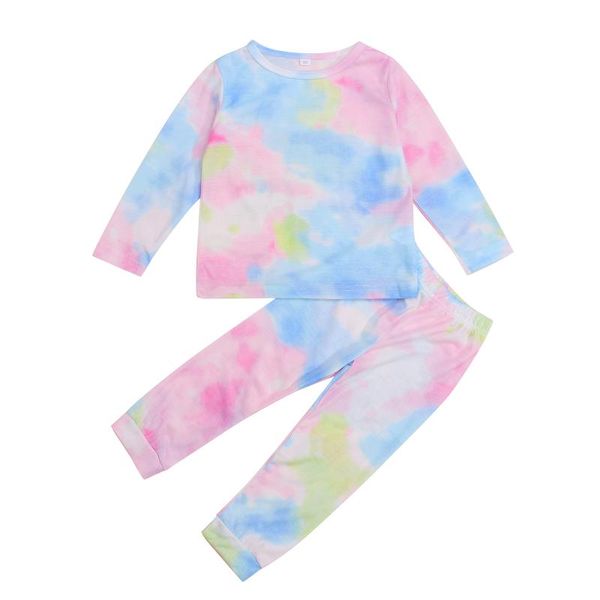 

clothing sets lioraitiin 1-7years toddler baby girl 2pcs autumn set long sleeve tie-dye printed pants fashion outfit, White