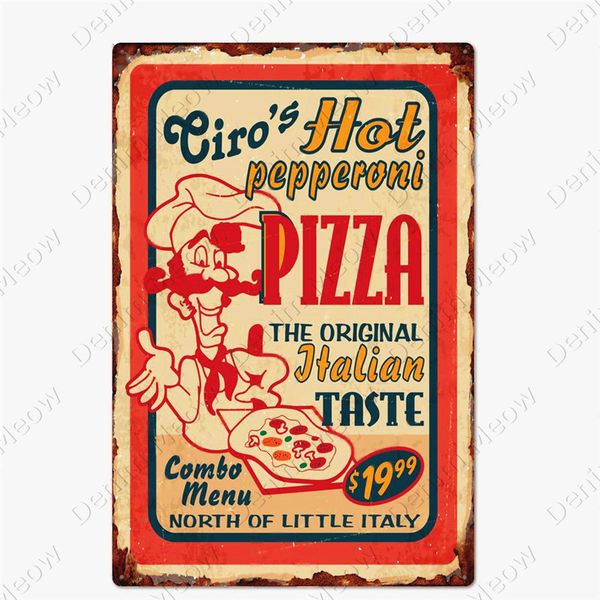 

pizza zone plaque great food vintage metal sign pub bar home decoration homemade poster italian pizza wall art plate n374a