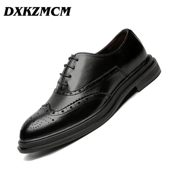 

dress shoes dxkzmcm men leather handmade men's brogue shoe classic loafers footwear business party office wedding, Black