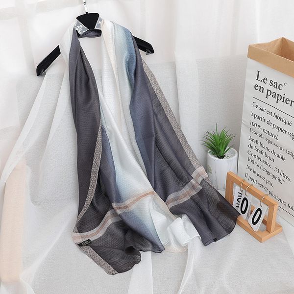 

new hand painted silk wool blended scarves, Blue;gray