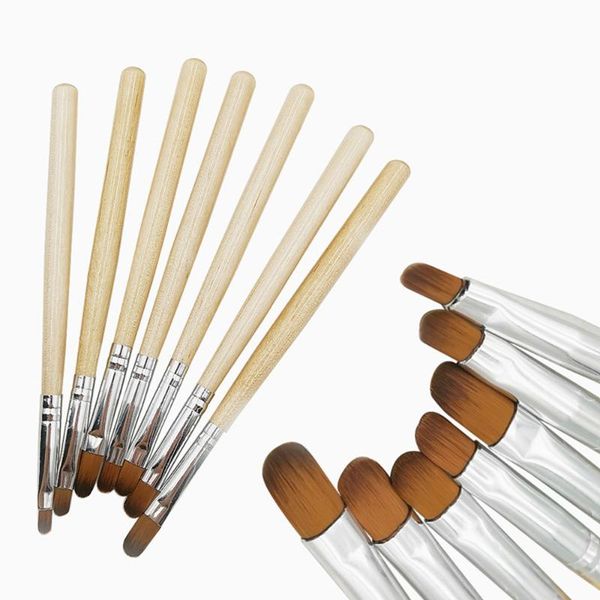 

nail brushes 7pcs/set professional manicure salon potherapy pen art painting brush wooden carving, Yellow