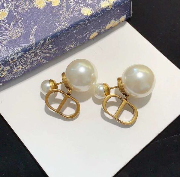 

20 new products home size front and back pearl high edition d auschwallow cd earrings, Golden