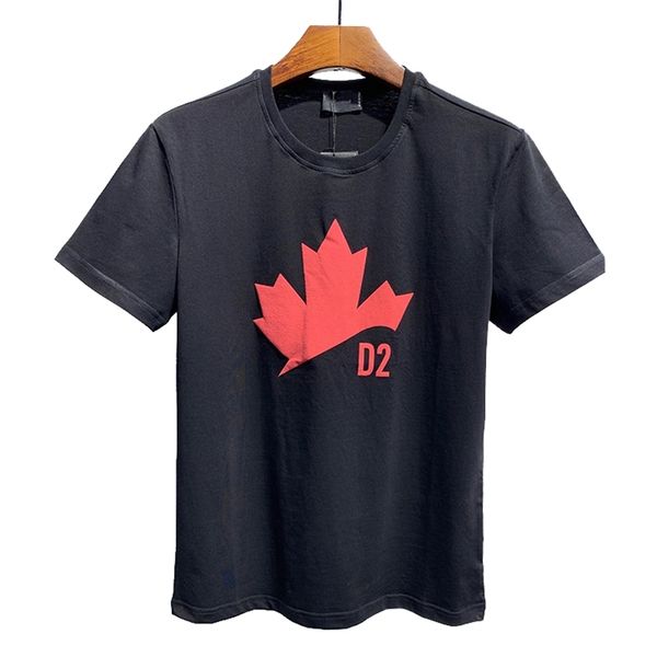 

original brand new european american maple leaf print youth popular t-shirt men short sleeve round neck trend cotton top, White;black