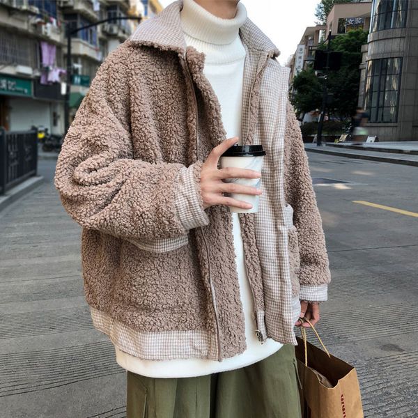 

2021 new men's winter cashmere snowcoats in warm thick lamb coats black/khaki colour parkas casual cotton-quilted clothing m-3xl sf6k, Black;brown