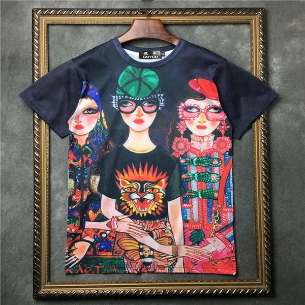 

2021 new barrett men's short-sleeved t-shirt three cartoon girl prints women t shirts|streetwear 2191001528 g96q, White;black