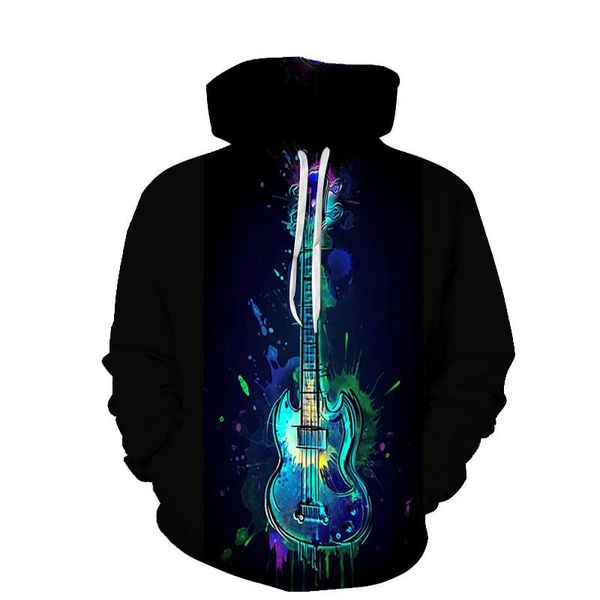 

men's hoodies & sweatshirts men and women all-match 3d print hoodie punk streetwear printed music guitar super cool spring autumn mens, Black