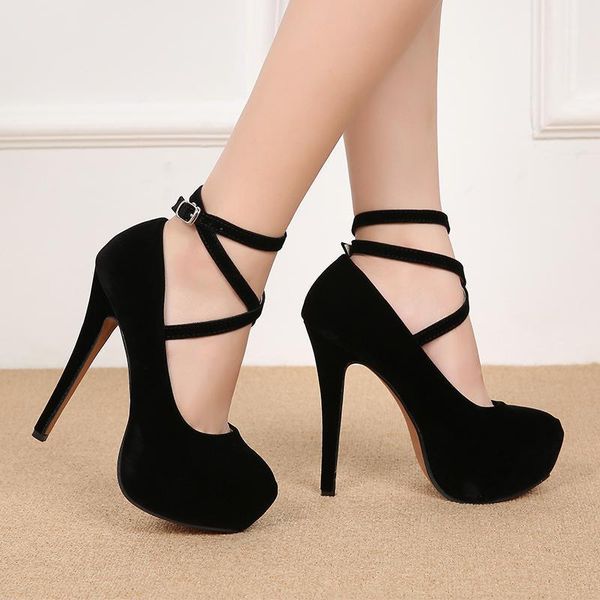 

odinokov gladiator ankle strap high heels 14 cm shoes women's wedding platform pumps dress, Black