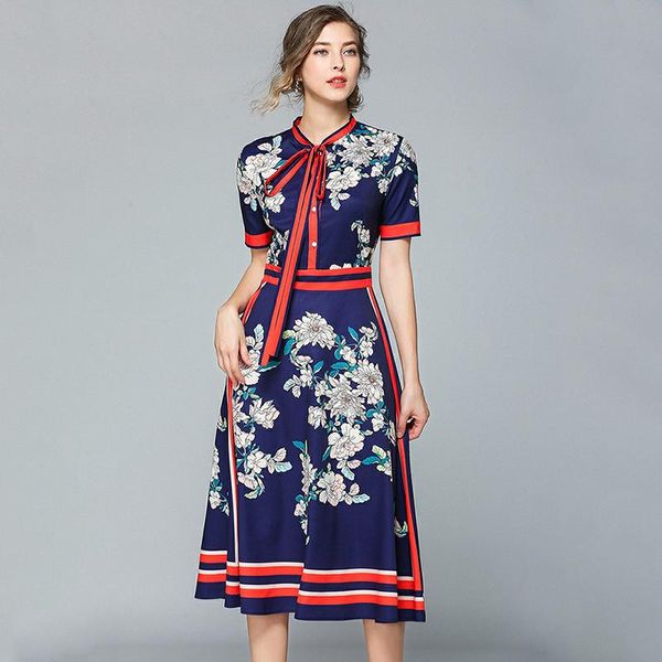

casual dresses designer runway 2021 autumn shirt dress women bow vintage elegant a-line vestidos robe femme, Black;gray