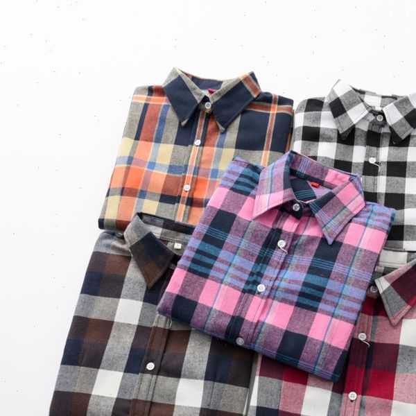 

women plaid blouses shirts 2021 women college style long sleeve blouse casual flannel plaid shirt female plus size clothes, White