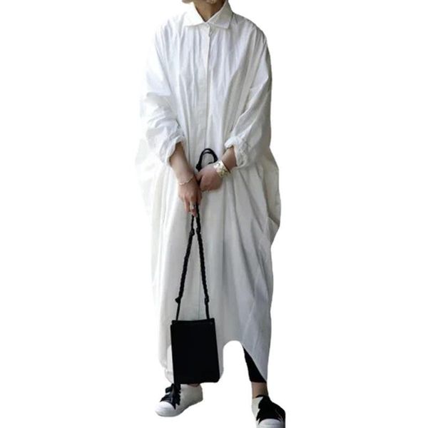 

casual dresses women dress korean loose shirt 2021 autumn lapel waist single breasted solid color long vestido donsignet, Black;gray