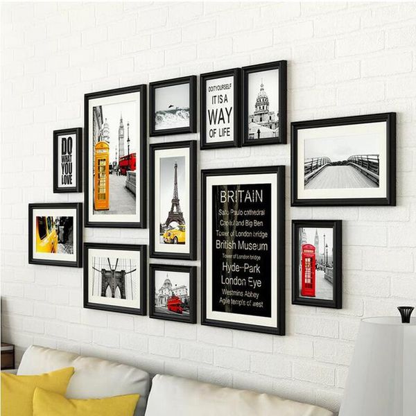 

frames and mouldings europe style 12pcs/set po frame wall decoration quality rectangle hanging picture set for living room wood marco fotos