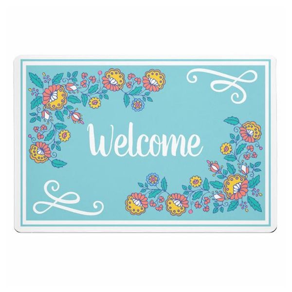 

cushion/decorative pillow norwegian folk art flowers welcome door mat stylish nordic modern doormat for front kitchen bathroom chic blue rug