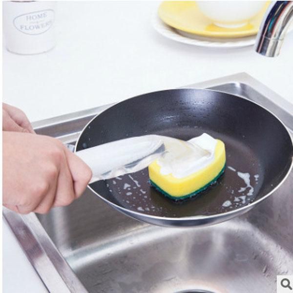 Çanak Yıkama Aracı Sabunluk Kolu Doldurulabilir Kaseler Tavalar Kupalar Mutfak Temizleme için Temizleme Sünger Fırça Temiz Araçları XVT0338