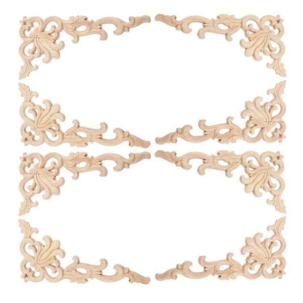 

decorative objects & figurines 8pcs wood carved corner onlay mouldings applique right+left(each 1pcs) european style door decoration unpaint
