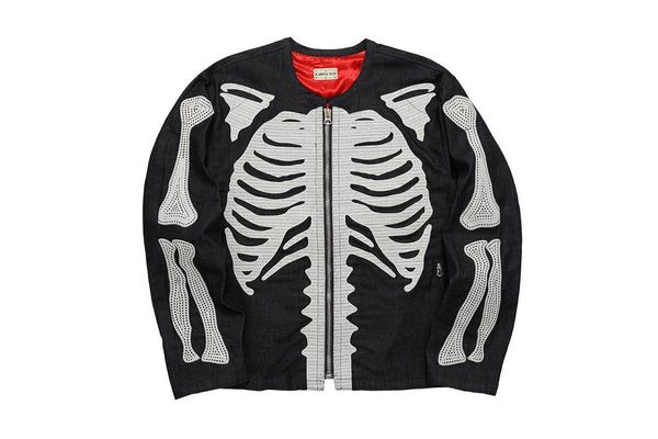 

2021 new 21ss hip-hop full bone embroidery bomb men women coat autumn winter zip denim kapital jacket hoia, Black;brown