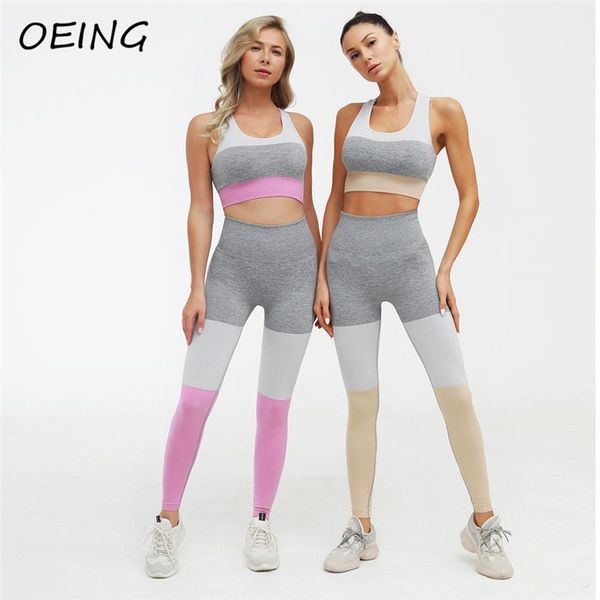 

yoga outfit legging sport women fitnees pants stretchy patchwork workout gym clothes trousers seamless