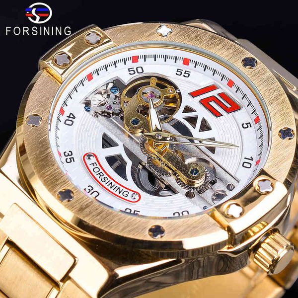 

watches mechanical forsining men male 2019 creative golden bridge transparent relogio masculino rvs band clocks gifts, Slivery;brown