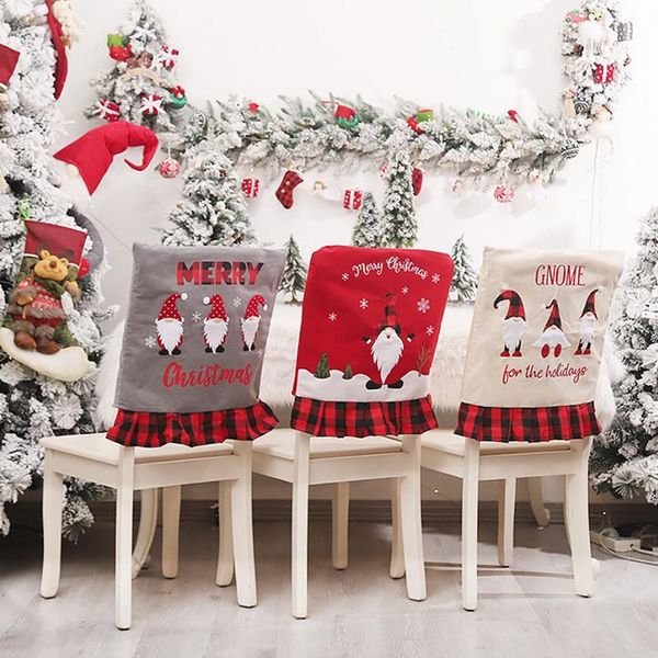 

chair covers christmas cover xmas gift home dress up santa claus 2022 decoration