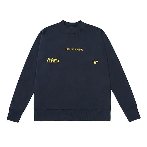 

autumn winter europe usa jesus is king album new songs half turtle neck men women crew neck sweatshirt hoodie jumper, Black