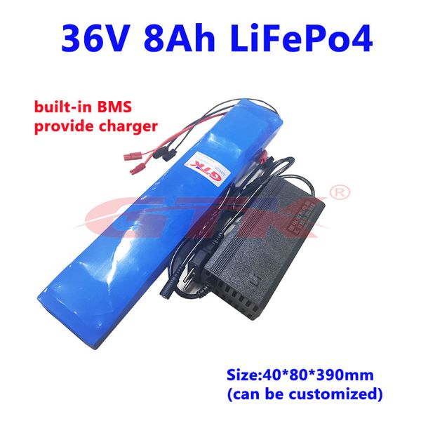 GTK 36V 8AH LifePO4 литиевая батарея встроенный BMS для 360W 720W Электрический велосипедные велосипедные кресло-коляска Скайта плата + 2А зарядное устройство