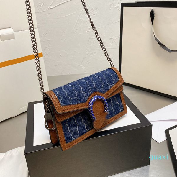 

branded crossbody designer tote bag luxurys bags handbag shoulder bagchain flap messenger purse shoulder patchwork color denim flower series