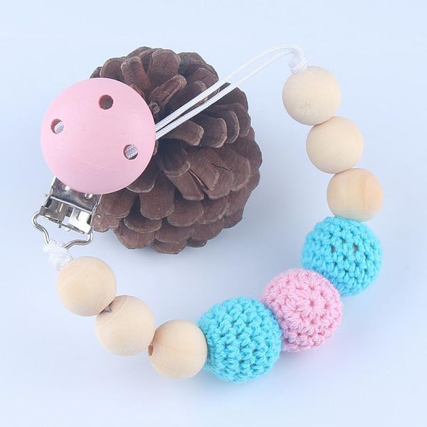 

pacifier holders&clips# baby wooden clip diy cute colourful beads chain kids teething soother chew toy dummy clips born feeding
