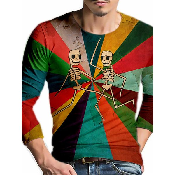 

complex mens 3d print t-shirt visual impact party streetwear round neck long sleeves graphic optical illusion plus size print daily, White;black