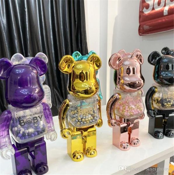 

HOT 400% 28CM Bearbrick The Electroplate ABSTransparent Fashion bear Chiaki figures For Collectors Be@rbrick Art Work model decoration toys