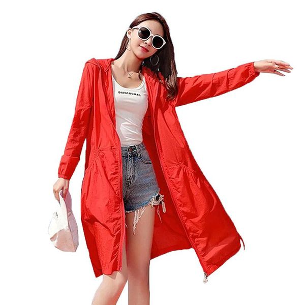 

women's jackets 2021 sun protection clothing summer women mid-length coat ladies korean thin section loose hooded plus size outerwea r9, Black;brown