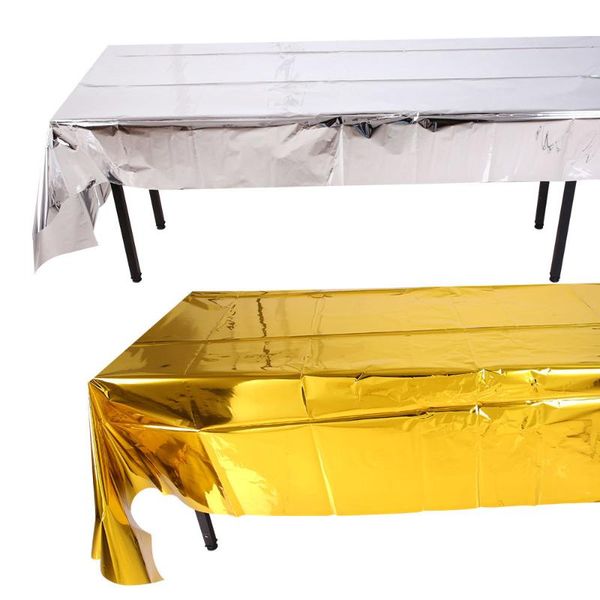 

disposable dinnerware 274*137cm solid color aluminum foil tablecloth table cover tableware party catering wedding birthday halloween