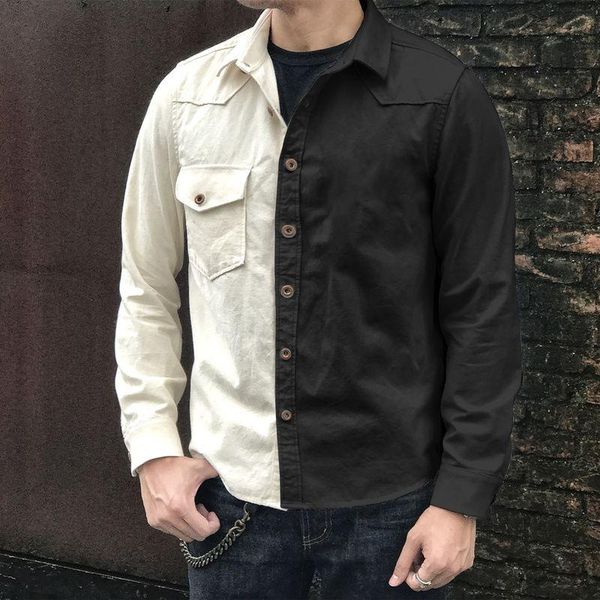 

men's jackets autumn 2021 jacket fashion color matching patchwork coats long sleeve casual plus size outerwear &, Black;brown